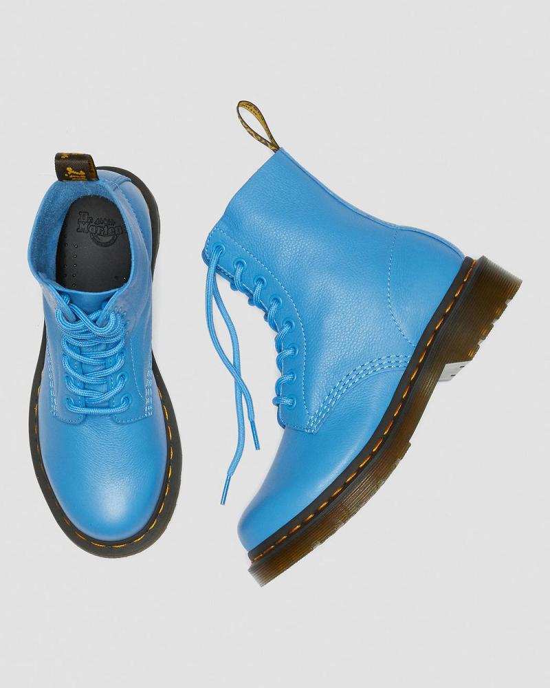 Women's Dr Martens 1460 Pascal Virginia Leather Ankle Boots Blue | AU 15BEX